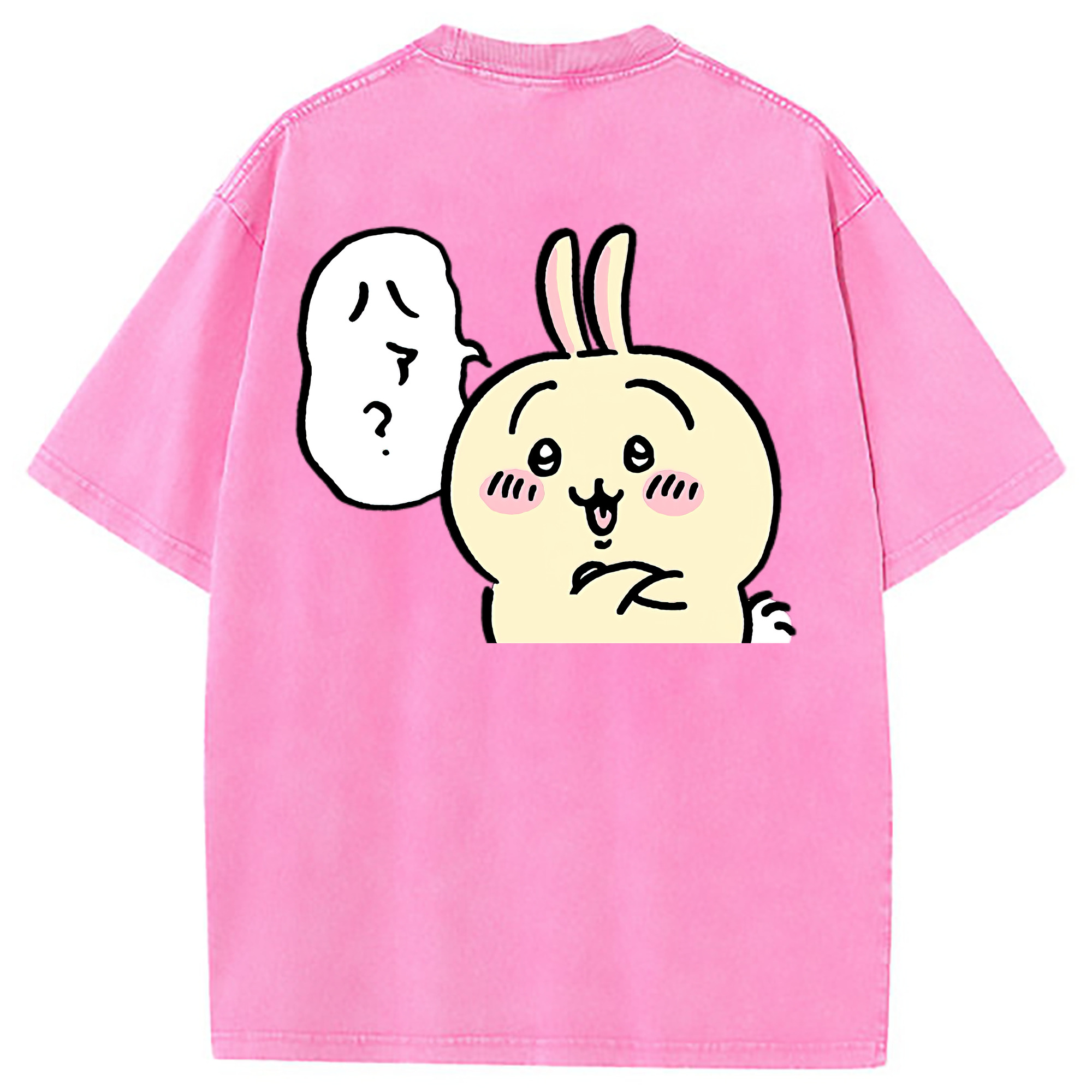（画像用） ちいかわ うさぎ Chii-kawa usagi 綿100% ヴィンテージ風 半袖Tシャツ（背面プリント）